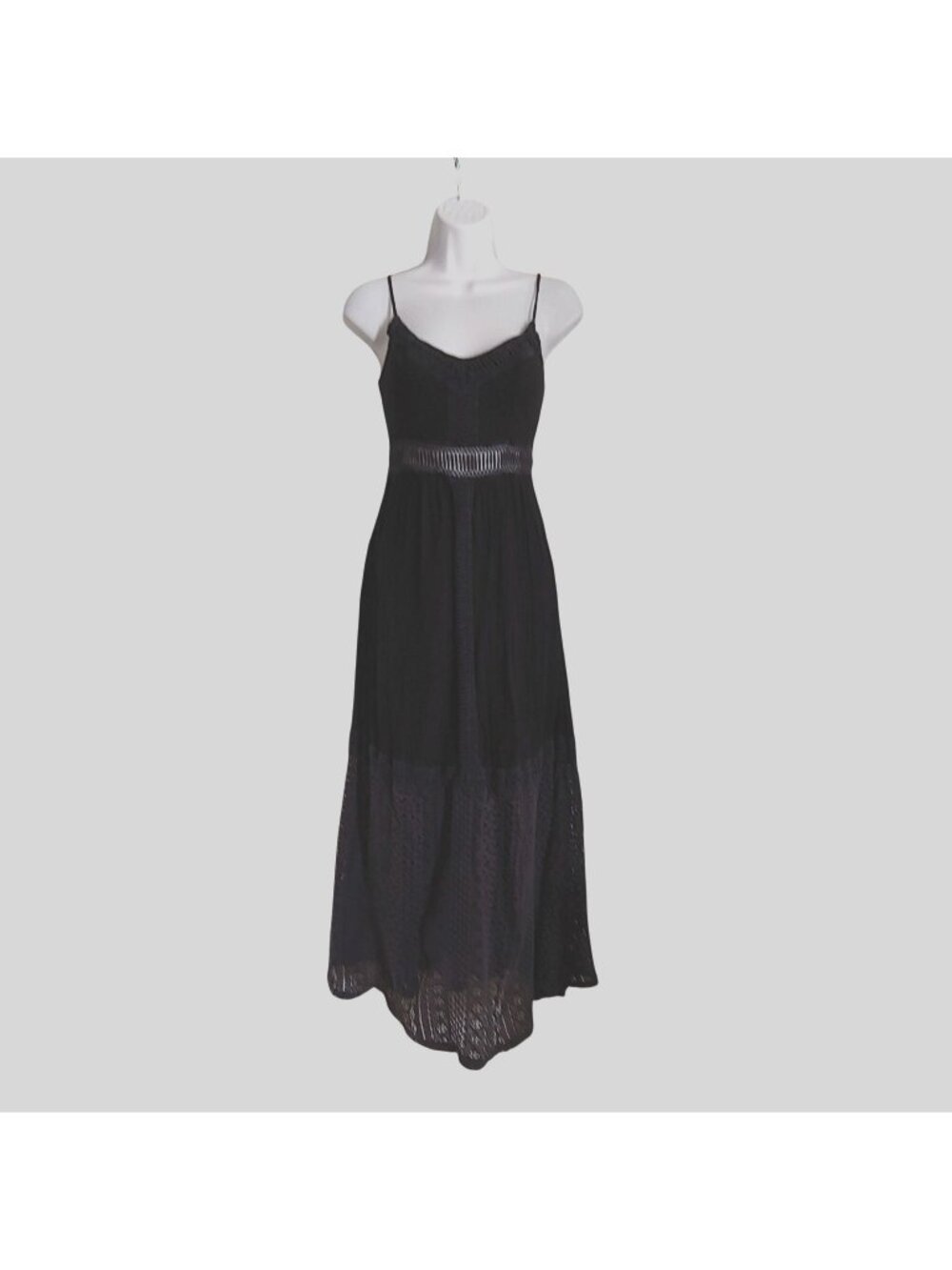 Abercrombie Black Crochet Midi Dress Y2K Babydoll Whimsygoth Dark Romantic XS